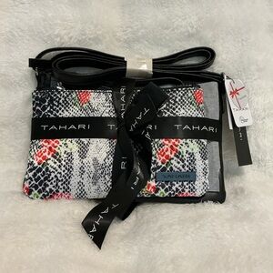 Tahari Black, Gray, and Red Crossbody Bag